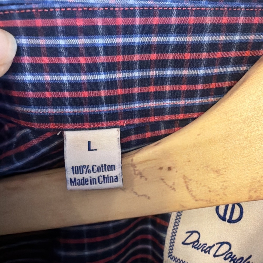 David Donahue Men's Blue & Red Plaid Button Down Long Sleeve Shirt Size Large - Picture 7 of 10